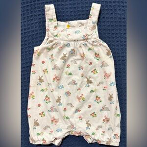 Baby Boden Cream Floral & Animal Print Cotton Romper